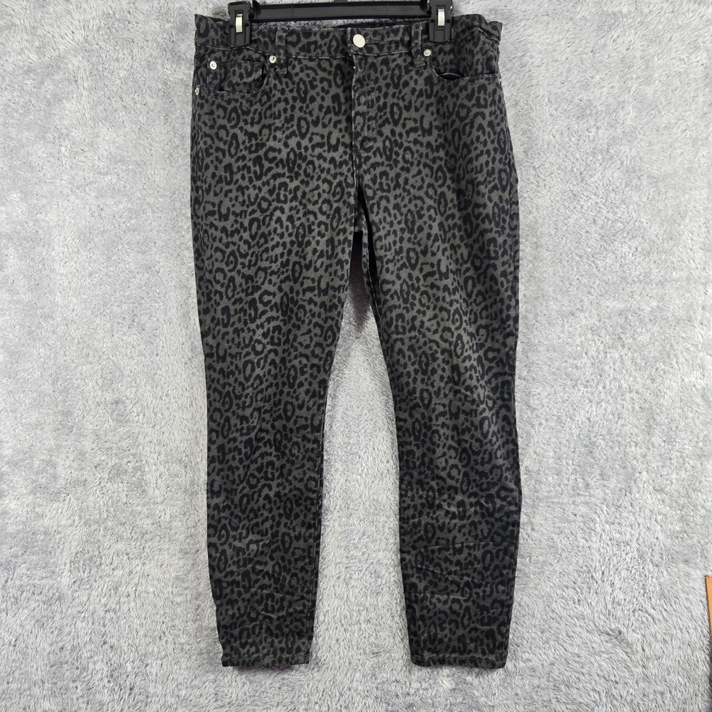 Gap Denim Legging Jeans Womens 10/30S Gray Black Leopard Print Skinny Short